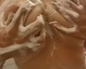 Foam on Big Tits in the Shower