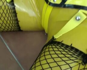 Binding and dominating solo girl. Naked in latex in the industrial zone