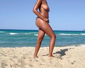 Bare beach super-steamy wifey exhibitionist and milking in public