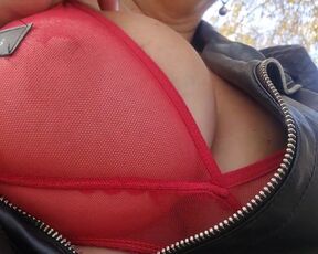 Flashing Tits Outdoor. Russian MILF