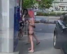 Ultra-Cute exhib breezies getting fuel at engaged gas station in the middle of the day