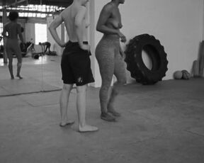 Emily Allen nude, Michèle Belgrand - The girl with two heads (2018) topless fight scene