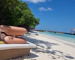 Without panties on the Beach. More precisely, masturbation with panties.