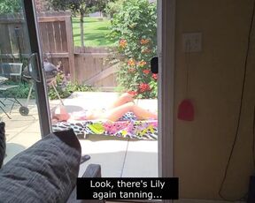 Disrobed by my hubby sun tanning in front of the neighbors again!