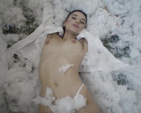 Delight brunette is slowly taking off her clothes