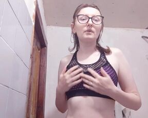 Mother luvs her figure and her fur covered underarms at the mirror