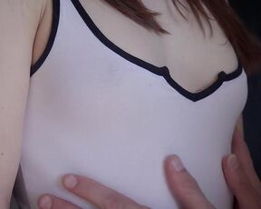 Licking nipples of my girlfriend's small boobs