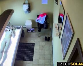 Blonde Girl Caught In Public Solarium