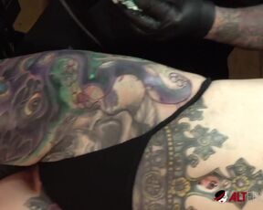 Busty babe Marie Bossette can hardly deal with the pain of getting a new tattoo