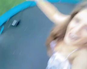 Jug juggle on the trampoline