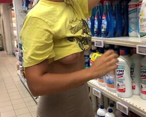displaying titties at the supermarket