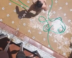 PEE from balcony on my Gorgeous Neighbor during her bathroom # Spycam at neighbor exhibitionism