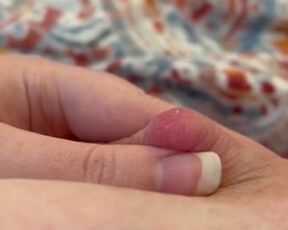 Lactating cougar dumps milk from puffies