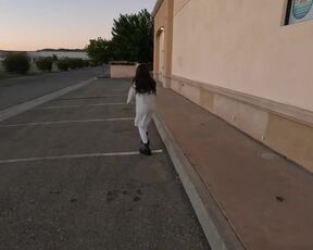 Out ambling around nude in public on Thanksgiving! Ginormous inborn fun bags out, coochie frolicking!