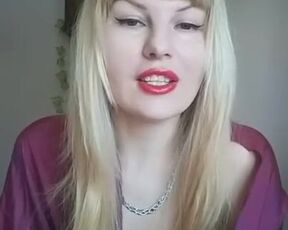 Oops crazy knocker hops out while she's speaking in her delicious voice...