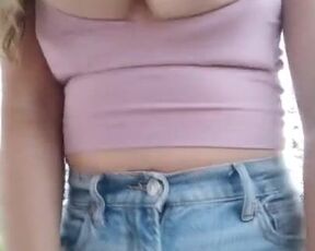 Natural Big Titty MILF outdoor play