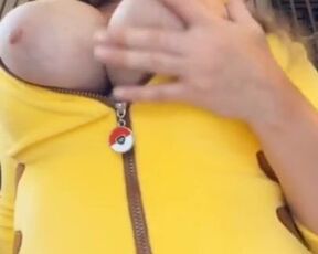 Lactating Towheaded Braids Ponytails Pikachu Gargles & Slobbers Milk On Meaty Udders Juggling On Fuck Stick Snapchat