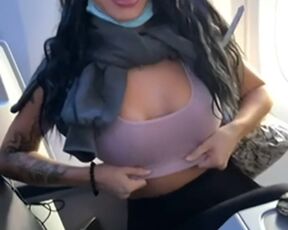 The girl on the plane flashed her HD fake boobs by goddessizzybell - TIKTOK SEXY