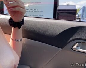BARE-BREASTED DRIVE-THROUGH PRANK! Damsel has her funbags out while getting food