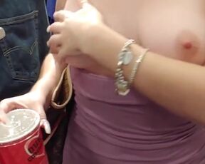 Wow! Sensual Perfect Boobs. Topless in Public