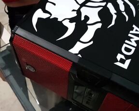 Gamer woman fixing computer - Nipple slide