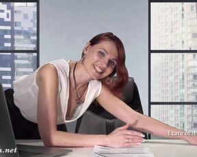 At an interview with a sexy human resources officer. Look in the eyes, not at the boobs. Russian MILF (English subtitles)