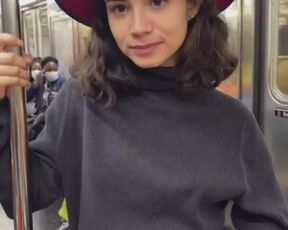 In the subway, a girl showed topless for Tiktok
