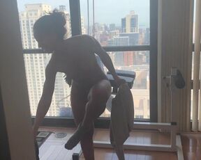 Stripped naked for the window washer. And how did you have fun on the quarantine?