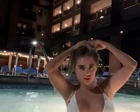 Topless Tik Tok Girl in the pool
