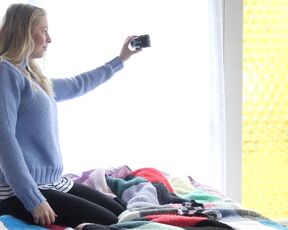 Naked Blonde Conversation. Natural tits - a delight for the eyes