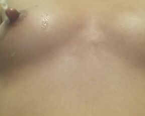 Huge protruding nipples get excited with every touch of hers