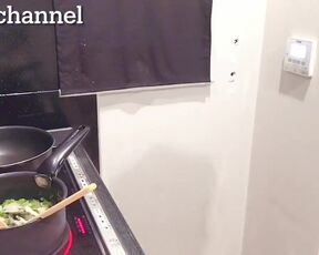 Asian Girl in the kitchen makes hot soup for you (Downblouse Category)