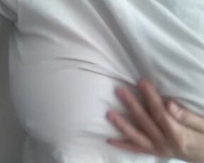 Cam-model is rubbing her breasts