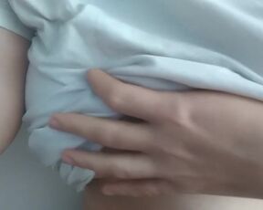 Cam-model is rubbing her breasts