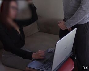 My Hot Stepmom Working from Home Pretends not to be Interested & gets COCK FLASHED