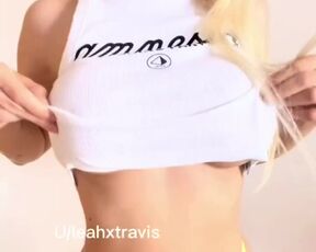 Huge fake boobs with big areolae from a spongy blonde by hellomichu - TikTok HOT