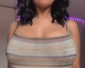Black-Haired has joy with her gigantic hooters on TikTok NSFW by gigiibunny - NUDITY TIKTOK