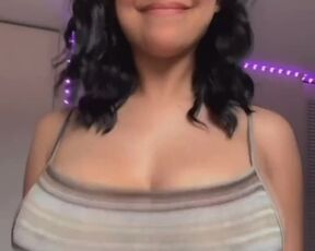 Black-Haired has joy with her gigantic hooters on TikTok NSFW by gigiibunny - NUDITY TIKTOK