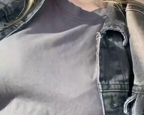 Blond in the car entices the drivers and TikTok followers with ample inborn mounds by hotdee01 - NUDITY TIKTOK