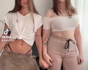 Topless challange of two girlfriends