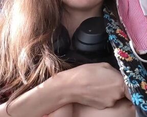 Sexy Woman shows her tits in the airplane. Would you like to be near this TikTok Girl? (short video)
