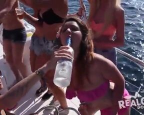 Hot teenagers are partying on a yacht and getting prepared to do nasty things with boys