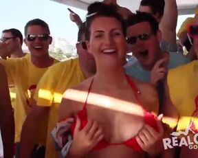 Hot teenagers are partying on a yacht and getting prepared to do nasty things with boys