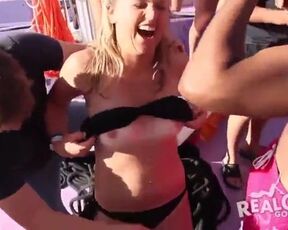 Hot teenagers are partying on a yacht and getting prepared to do nasty things with boys