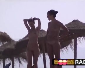Good looking damsels are having a real explosion on a naturist beach and getting a flawless sunburn