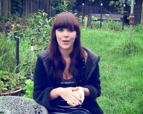 Naked girl at work. Changing a tire on the car shaking her big boobs