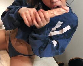 petite Japanese teen fucks big thick white cock for first time