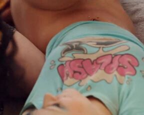 Coercion to undress by two girls. Triple fun boobs