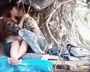 A young guy is licking his girl’s sweet pussy, while a horny voyeur is making a video