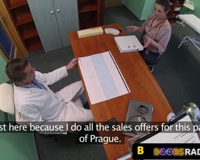 Hot patient is pleasing her doctor in the office, while a horny voyeur is making a video